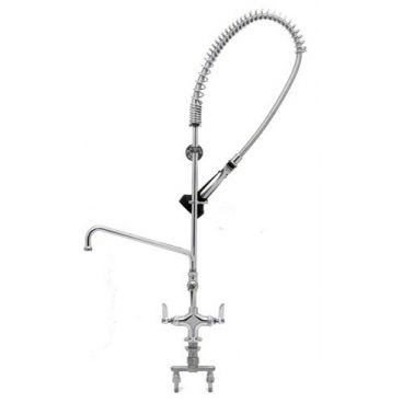 T&S Brass B-2338-08C Single-Center Deck-Mounted Pre-Rinse Spray Unit with Add-On Faucet - 0.65 GPM