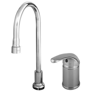 T&S Brass B-2741 Single Lever Side Mount Faucet with On/Off Control Base, Swivel Gooseneck, and Flexible Supply Hoses