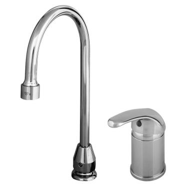 T&S Brass B-2742 Single Lever Side Mount Faucet with On/Off Control Base, Swivel Gooseneck, and Flexible Supply Hoses