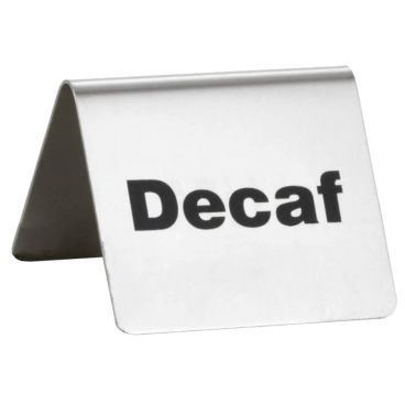 Tablecraft B2 2.5" x 2" Stainless Steel Buffet "Decaf" Tent Sign