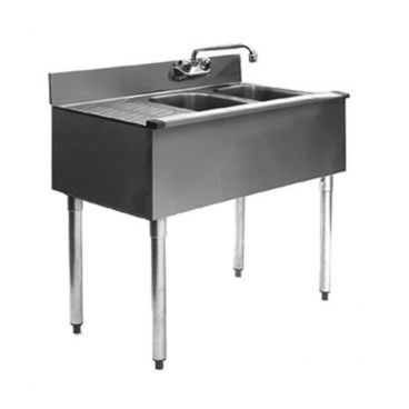 Eagle Group B3L-2-22 36" Underbar Sink with Two Compartments and 12" Left Drainboard