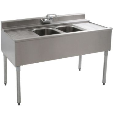 Eagle Group B4C-2-18 Two Compartment Underbar Sink with Two 12 1/2" Drainboards and Splash Mount Faucet 48"