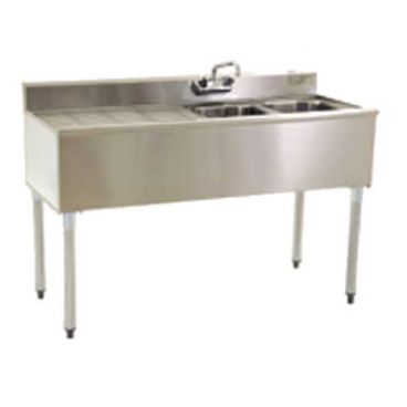 Eagle Group B4L-2-22 48" Underbar Sink with Two Compartments and 24" Left Drainboard