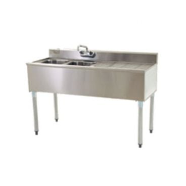 Eagle Group B4R-2-22 48" Underbar Sink with Two Compartments and 24" Right Drainboard