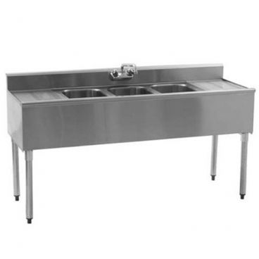 Eagle Group B7C-18 Three Compartment Underbar Sink with Two 24" Drainboards and One Faucet - 84"