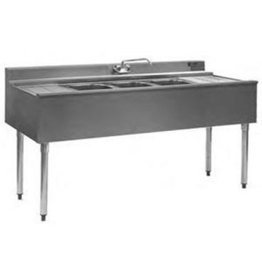 Eagle Group B7C-22 84" Underbar Sink with Three Compartments and Two 19" Drainboards