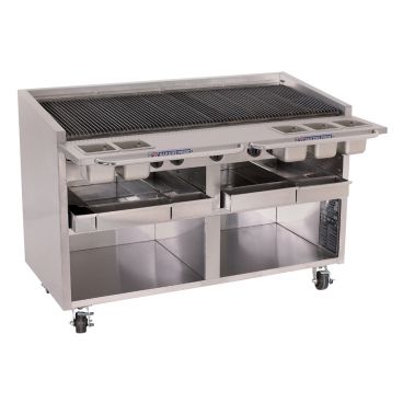 Bakers Pride F-60RS-R 60" Natural Gas Floor Model Charbroiler, Cast Iron Radiants