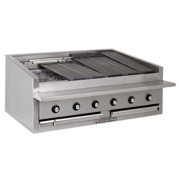 Bakers Pride L-48RS 48" Liquid Propane Low Profile Countertop Charbroiler, Stainless Steel Radiants