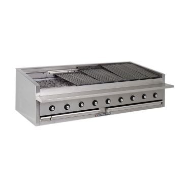 Bakers Pride L-72RS 72" Natural Gas Low Profile Countertop Charbroiler, Stainless Steel Radiants