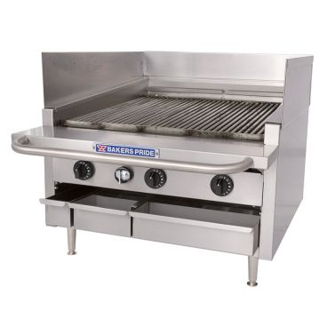 Bakers Pride L-24RS-R 24" Natural Gas Low Profile Countertop Charbroiler, Cast Iron Radiants