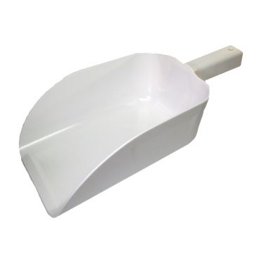 Bar Maid CR-835W-N 82 Oz. White Polystyrene Scoop with Flat Bowl and Hook Handle