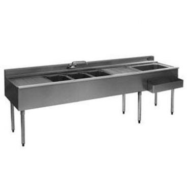 Eagle Group BC10C-22R Combination Underbar Sink and Ice Bin with Three Sinks, Two 31" Drainboards, One Faucet, and Right Side Ice Bin - 120"