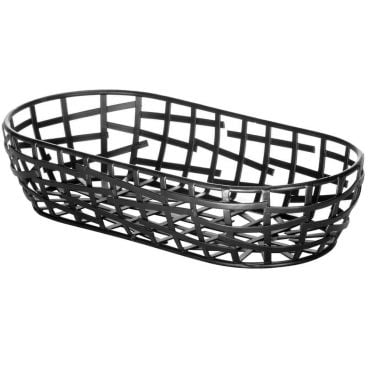 Tablecraft BC1709 9" x 4" x 2" Complexity Collection Black Powder Coated Metal Oblong Basket