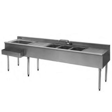 Eagle Group BC7C-22L Combination Underbar Sink and Left Side Ice Bin with Three Sinks, Two 12 1/2" Drainboards - 84"