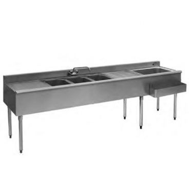 Eagle Group BC7C-22R Combination Underbar Sink and Right Side Ice Bin with Three Sinks, Two 12 1/2" Drainboards - 84"