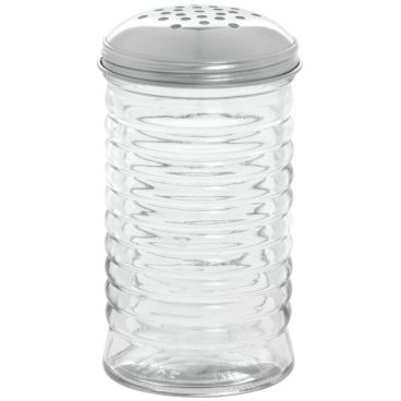 Tablecraft BH8800 12 Ounce Glass Beehive Collection Cheese Shaker with Stainless Steel Top