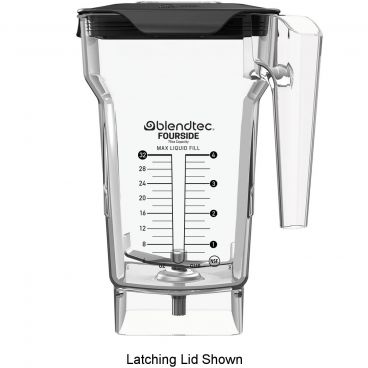 Blendtec 40-609-62 Clear 75 oz FourSide Eastman Tritan Copolyester Plastic Blender Jar With Black Hard Lid