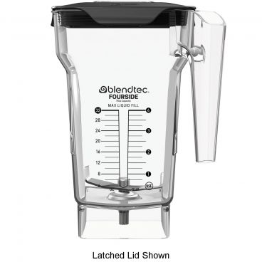 Blendtec 40-711-02 Clear 75 oz FourSide Eastman Tritan Copolyester Plastic Blender Jar With Black Soft Lid
