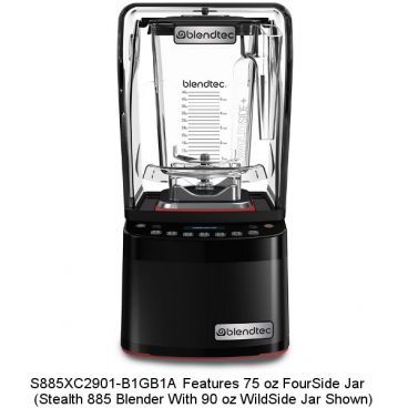 Blendtec S885XC2901-B1GB1A Countertop Stealth 885 Brushless Titan X Motor Blender Package With Sound Enclosure And Two 75 oz FourSide Jars, 120V 1800 Watts