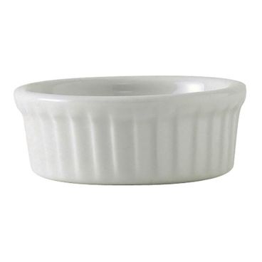 Tuxton BPX-0162 DuraTux Porcelain White 1 1/2 oz 2 5/8" Diameter Fluted China Ramekin