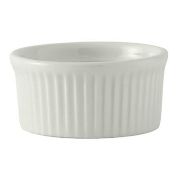 Tuxton BPX-0502 DuraTux 5 oz 3 1/2" Diameter Porcelain White Fluted China Ramekin
