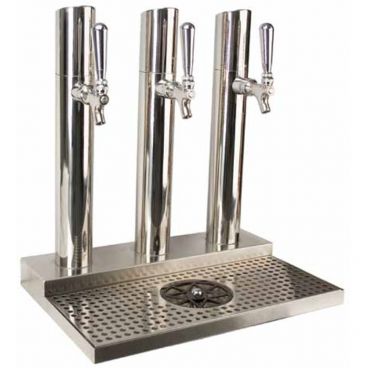 Micro Matic BS-SKY-3PSSKR 19" Skyline Glass Rinser 3 Column Kool-Rite Glycol Cooled Draft Beer Tower With Polished Stainless Steel Exterior