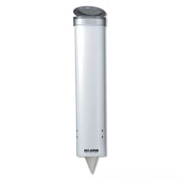 San Jamar C3165WH 16" Medium Pull-Type White 4 - 10 oz. Water Cup Dispenser