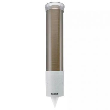 San Jamar C4180TBR 16" Small Pull-Type 3-5 oz. Water Cup Dispenser with Throat - Bronze Plastic