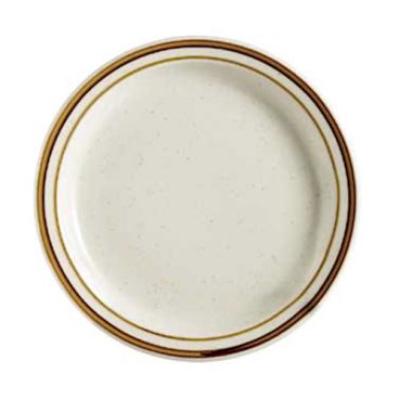 CAC China AZ-5 Arizona 5.5" Ceramic Brown Speckled Narrow Rim Bread Plate