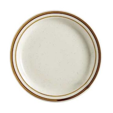 CAC China AZ-6 Arizona 6.63" Ceramic Brown Speckled Narrow Rim Bread Plate