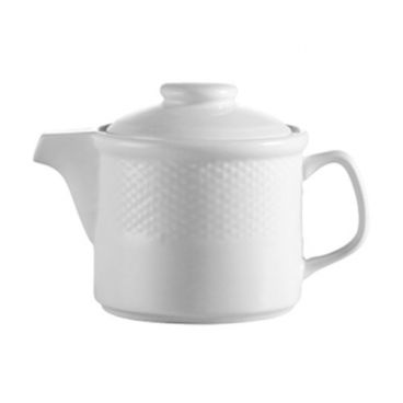 CAC China BST-TP Boston 15 Oz. Super White Porcelain Embossed Teapot