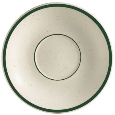 CAC China CES-2 Emerald Collection 6" Diameter Round 1" Tall Emerald Speckled / American White Stoneware Saucer
