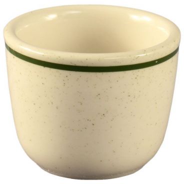 CAC China CES-45 Emerald Collection 2 7/8" Diameter Round 2 1/4" Tall 4 1/2 oz Capacity Emerald Speckled / American White Stoneware Chinese Style Tea Cup Without Handles