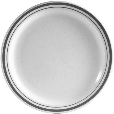 CAC China CES-5 Emerald Collection 5 1/2" Diameter Round 1/2" Tall Emerald Speckled / American White Stoneware Narrow Rim Plate
