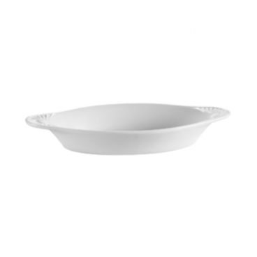 CAC China COA-12-P 12 oz. Welsh Rarebit Porcelain Oval Baking Dish, Super White