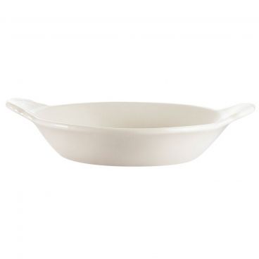 CAC China COA-12-W 12 oz. Ceramic Welsh Rarebit Oval Baking Dish, American White