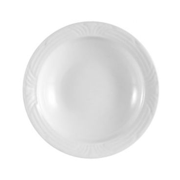 CAC China CRO-11 Corona 5 Oz. Super White Porcelain Embossed Fruit Dish