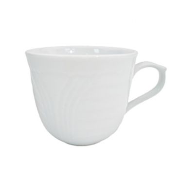 CAC China CRO-1 Corona 7.5 oz. Super White Porcelain Embossed Coffee Cup