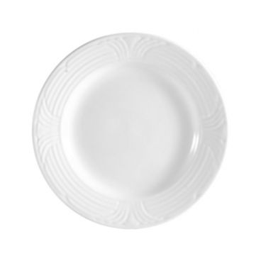 CAC China CRO-7 Corona 7.5" Super White Porcelain Embossed Salad Plate