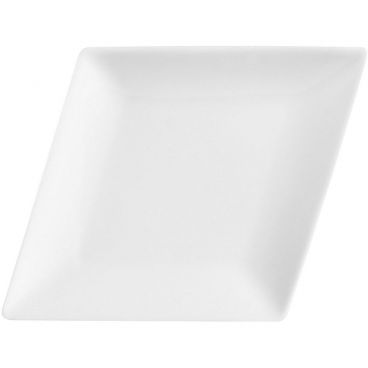 CAC China DM-12 Diamond Collection 9 3/4" x 7 1/4" Rhombus 3/4" Tall Super White Porcelain Narrow Rim Platter