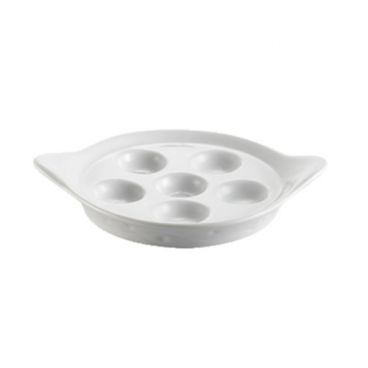 CAC China ESD-9 Gourmet 8.5" Porcelain Escargot Dish, Super White