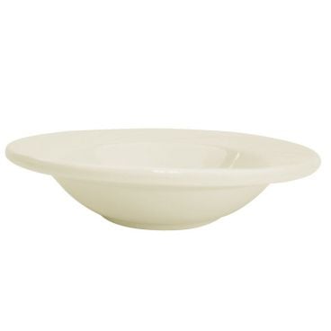 CAC China GAD-11 Garden State Collection 5 1/4" Diameter Round 1" Tall 5 1/2 oz Capacity Embossed Porcelain Bone White Fruit Dish