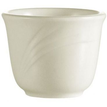 CAC China GAD-45 Garden State Collection 2 7/8" Diameter Round 2 3/8" Tall 4 1/2 oz Capacity Embossed Porcelain Bone White Chinese Style Tea Cup Without Handles