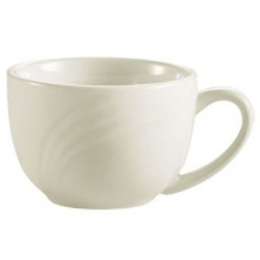 CAC China GAD-54 Garden State Collection 2 3/4" Diameter Round 2" Tall 3 1/2 oz Capacity Embossed Porcelain Bone White Bob Cup With Handle