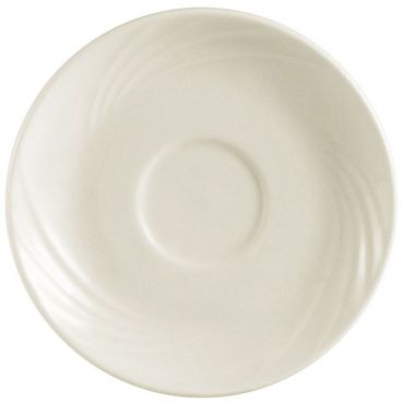 CAC China GAD-55 Garden State Collection 5 1/4" Diameter Round 1/2" Tall Embossed Porcelain Bone White Saucer