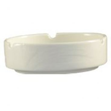CAC China GAD-AT Garden State Collection 4 1/2" Diameter Round 1" Tall Embossed Porcelain Bone White Ashtray
