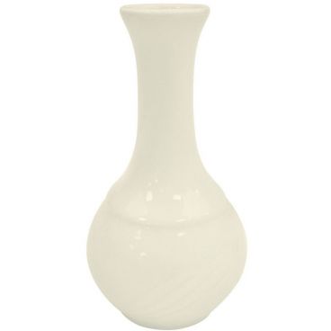 CAC China GAD-BV Garden State Collection 1 1/2" x 1 7/8" x 5 1/2" Tall Embossed Porcelain Bone White Bud Vase