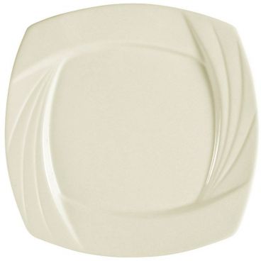CAC China GAD-SQ16 Garden State Collection 10 1/2" x 10 1/2" Square 1" Tall Embossed Porcelain Bone White Plate