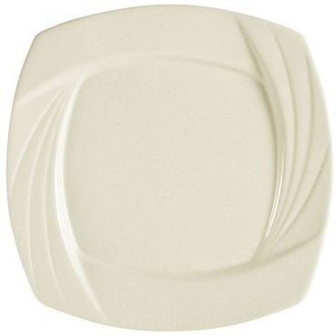 CAC China GAD-SQ7 Garden State Collection 7 1/2" x 7 1/2" Square 3/4" Tall Embossed Porcelain Bone White Plate