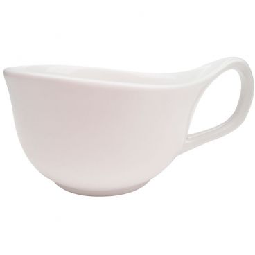 CAC China GBK-1 Goldbook Collection 3 1/2" Diameter Round 2 3/8" Tall 8 oz Capacity Embossed Porcelain Bone White Coffee Cup With Handle